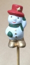 Schneemann mit grünem Schal und rotem Zylinder mit Stern